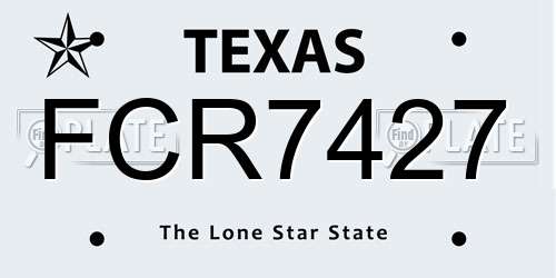 FCR7427 Texas License Plate