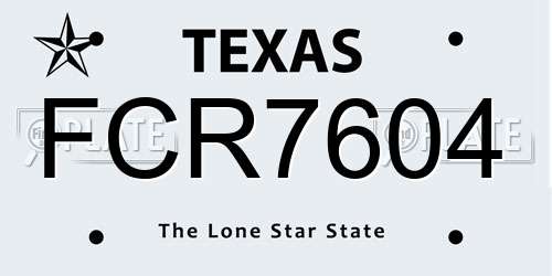 FCR7604 Texas License Plate