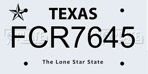 FCR7645 Texas License Plate