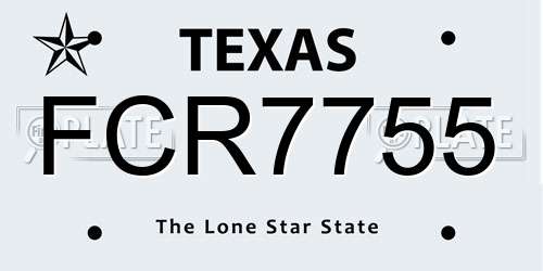 FCR7755 Texas License Plate