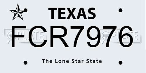 FCR7976 Texas License Plate
