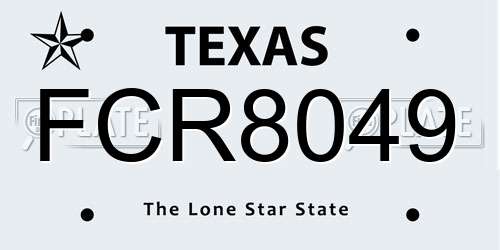 FCR8049 Texas License Plate