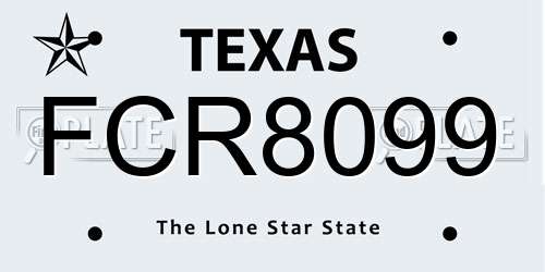 FCR8099 Texas License Plate