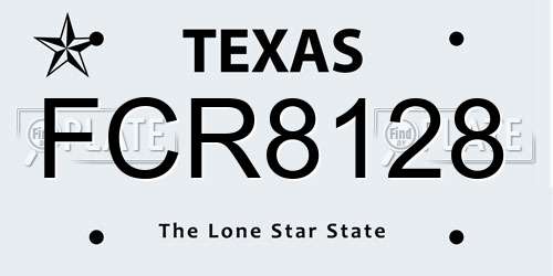 FCR8128 Texas License Plate