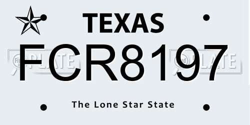 FCR8197 Texas License Plate