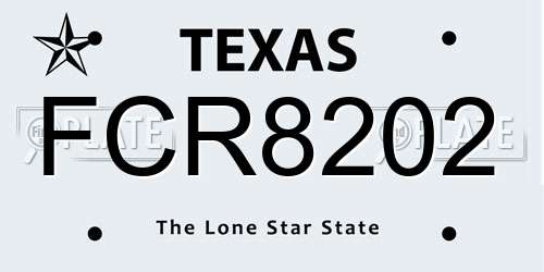FCR8202 Texas License Plate