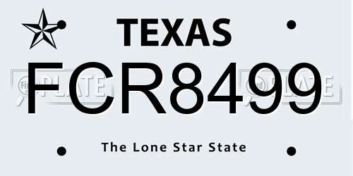 FCR8499 Texas License Plate