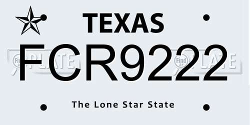 FCR9222 Texas License Plate