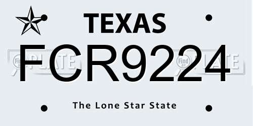 FCR9224 Texas License Plate