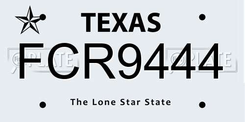 FCR9444 Texas License Plate