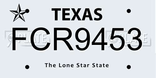 FCR9453 Texas License Plate