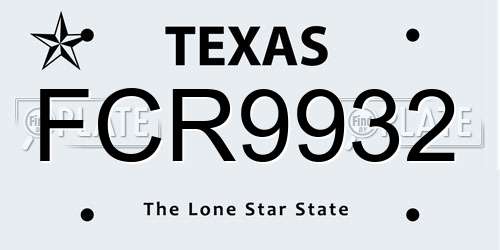 FCR9932 Texas License Plate