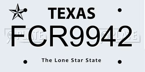 FCR9942 Texas License Plate