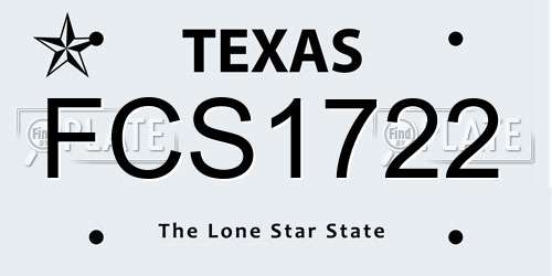 FCS1722 Texas License Plate
