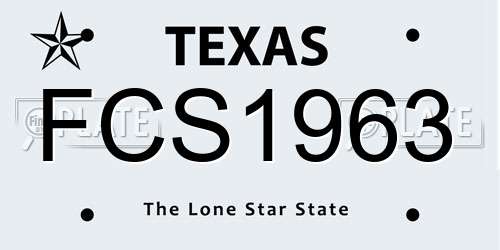FCS1963 Texas License Plate