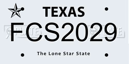FCS2029 Texas License Plate