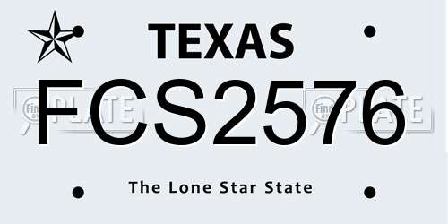 FCS2576 Texas License Plate