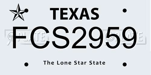 FCS2959 Texas License Plate