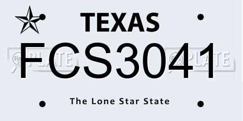 FCS3041 Texas License Plate