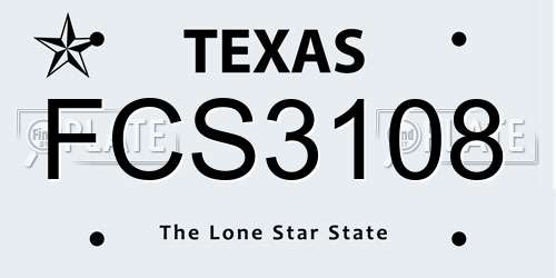 FCS3108 Texas License Plate