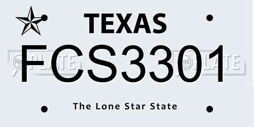 FCS3301 Texas License Plate
