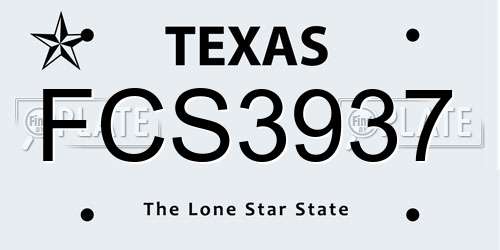 FCS3937 Texas License Plate
