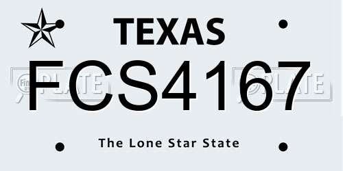 FCS4167 Texas License Plate