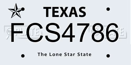 FCS4786 Texas License Plate