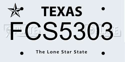 FCS5303 Texas License Plate