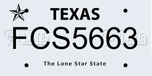 FCS5663 Texas License Plate