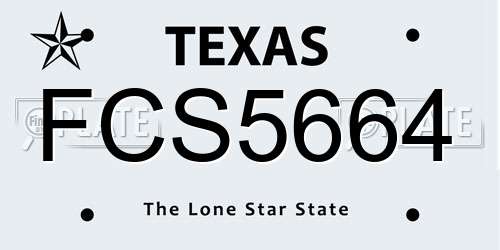 FCS5664 Texas License Plate