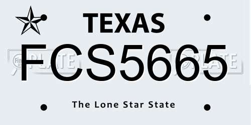 FCS5665 Texas License Plate