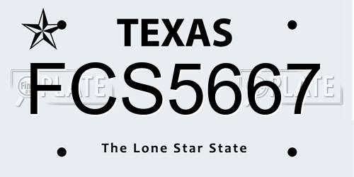 FCS5667 Texas License Plate