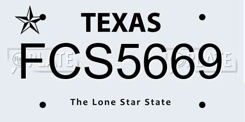 FCS5669 Texas License Plate