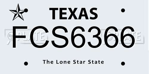 FCS6366 Texas License Plate
