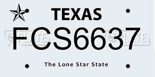 FCS6637 Texas License Plate