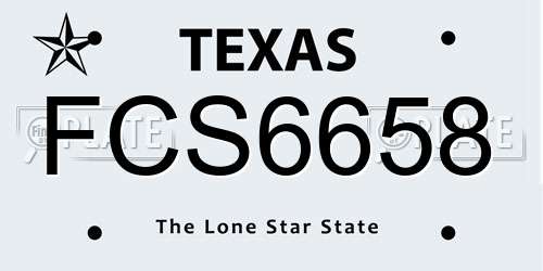 FCS6658 Texas License Plate