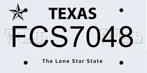 FCS7048 Texas License Plate