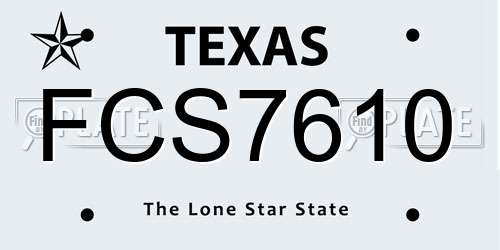 FCS7610 Texas License Plate