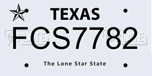 FCS7782 Texas License Plate