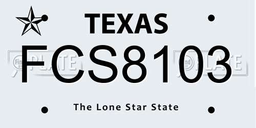 FCS8103 Texas License Plate
