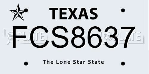 FCS8637 Texas License Plate