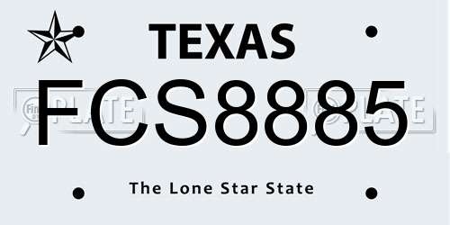 FCS8885 Texas License Plate