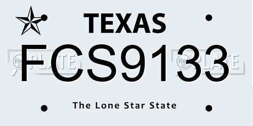 FCS9133 Texas License Plate