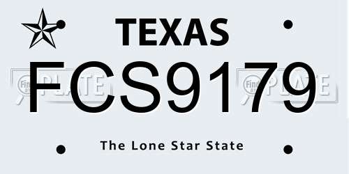FCS9179 Texas License Plate