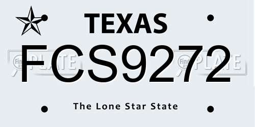 FCS9272 Texas License Plate