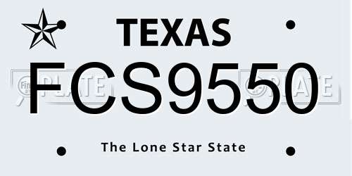 FCS9550 Texas License Plate