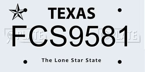 FCS9581 Texas License Plate