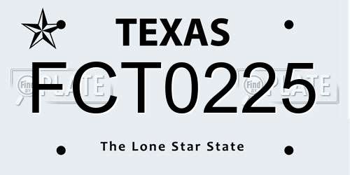 FCT0225 Texas License Plate