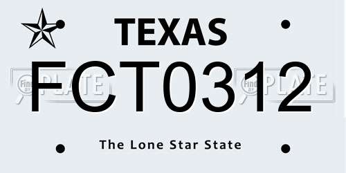 FCT0312 Texas License Plate